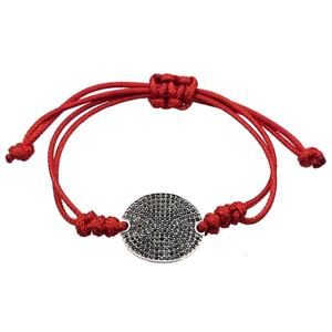red Waxed Fabric Bracelet, adjustable, approx 20-25mm