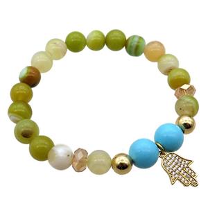 olive Agate Bracelet, stretchy, approx 8mm dia