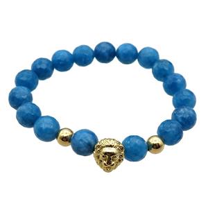 blue jade bracelet, stretchy, approx 10mm