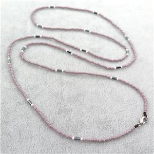 purple Glass Seed Beaded Necklace, approx 2mm, 82cm length