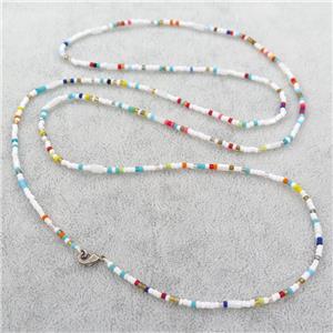 Glass Seed Beaded Necklace, multicolor, approx 2mm, 82cm length
