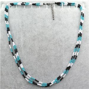 Glass Seed Beaded Necklace, approx 2mm, 48cm length