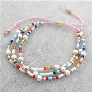 seed Glass beaded Bracelet, adjustable, multicolor, approx 2mm, 4mm, 13-20cm length