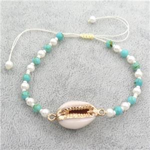 Pearlized Glass beaded bracelet, adjustable, approx 4.5mm