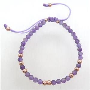 purple Amethyst Bracelets, adjustable, approx 4mm, 50mm dia