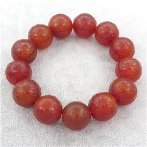 red carnelian agate bracelet, stretchy, approx 18mm