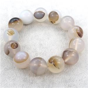 heihua Agate Beaded Bracelet, stretchy, approx 18mm