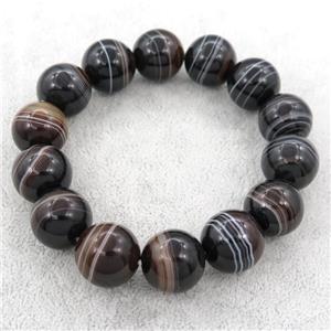 deepcoffee striped agate beaded Bracelet, stretchy, approx 16mm