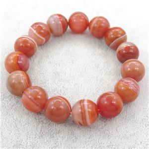 red Striped Agate Bracelet, stretchy, approx 14mm