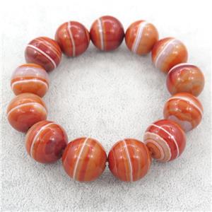 red Striped Agate Bracelet, stretchy, approx 18mm