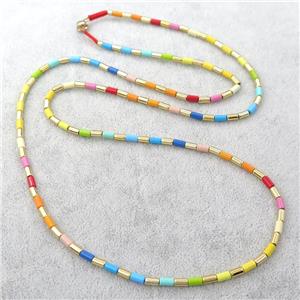 alloy necklace, enameled, approx 3.5mm, 80cm length