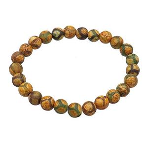 stretchy Tibetan Agate bracelets football round, approx 8mm dia