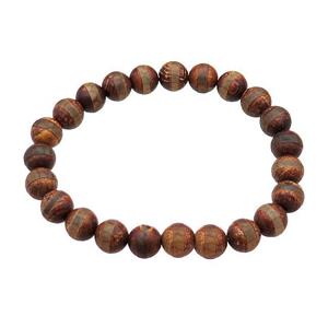 stretchy Tibetan Agate bracelet line round, approx 8mm dia