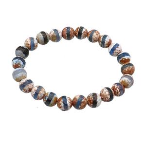 Tibetan Agate Bracelet Stretchy faceted round, approx 8mm dia