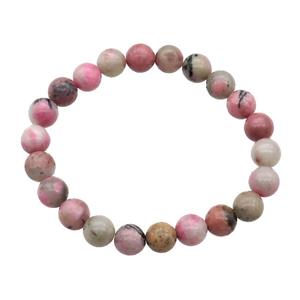 Chinese Pink Rhodonite Bracelet Stretchy Round, approx 8mm dia