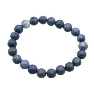 Blue Coral Fossil Bracelet Stretchy Round, approx 8mm dia