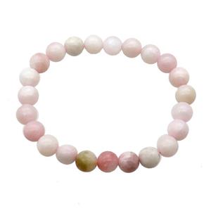 Chinese Pink Opal Bracelet Stretchy Round, approx 8mm dia