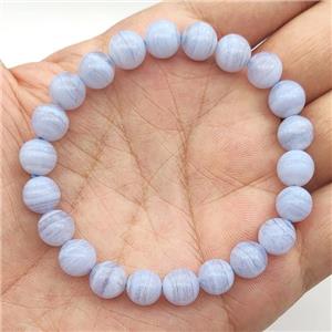 Blue Lace Agate Bracelet Stretchy Round, approx 8mm dia