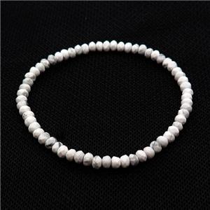 White Howlite Turquoise Bracelet Stretchy, approx 4mm