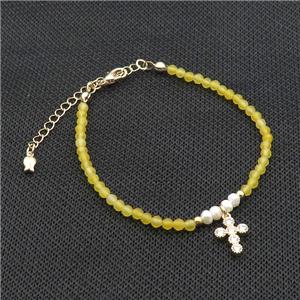 Yellow Agate Bracelet With Pearl, approx 9-12mm, 3.5-4mm, 17-22cm length