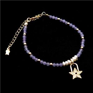 Amethyst Bracelet With Pearl, approx 12-16mm, 3.5-4mm, 17-22cm length