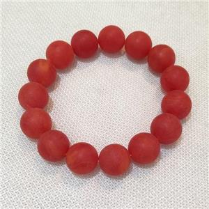 Red Resin Bracelet Stretchy Round, approx 14mm dia