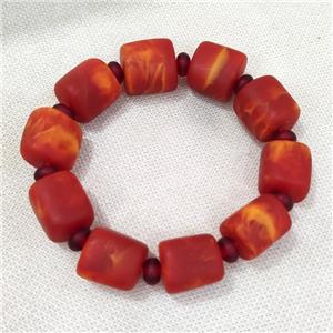 Resin Bracelet Stretchy Red, approx 16-18mm