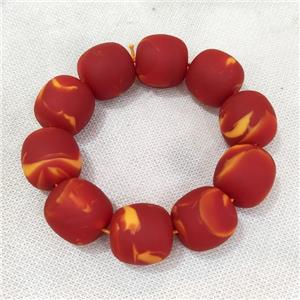 Resin Bracelet Stretchy Red, approx 22mm