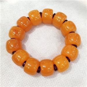 Resin Bracelet Stretchy Orange, approx 15-20mm