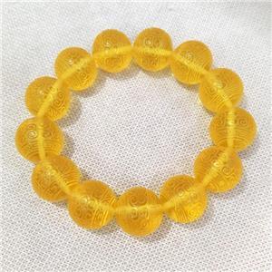 Resin Bracelet Stretchy Yellow, approx 18mm