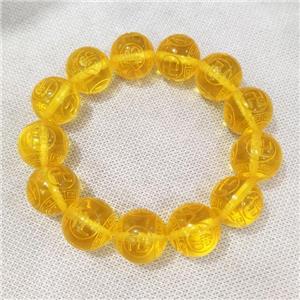 Resin Bracelet Stretchy Yellow, approx 19mm
