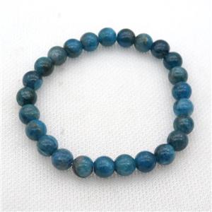 Blue Apatite Bracelet Round Stretchy, approx 8mm