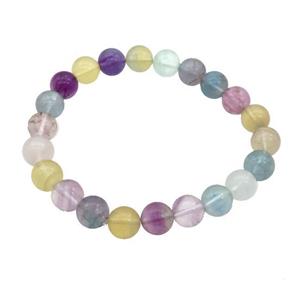Natural Fluorite Bracelet Multicolor Stretchy, approx 8mm