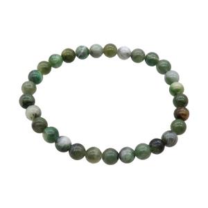 Natural Sinkiang Jadeite Bracelet Stretchy, approx 6mm dia