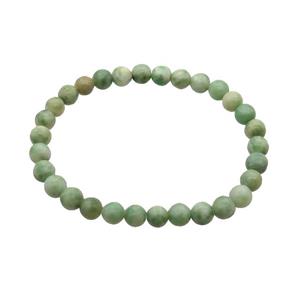 New Mountain Jade Bracelet Stretchy Green, approx 6mm dia