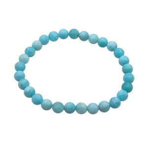 Natural Blue Amazonite Bracelet Stretchy, approx 6mm dia