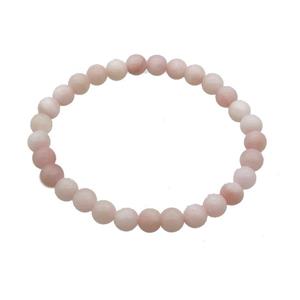 Chinese Pink Opal Bracelet Stretchy Round, approx 6mm dia