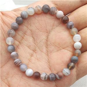 Natural Botswana Agate Bracelet Stretchy Round, approx 6mm dia
