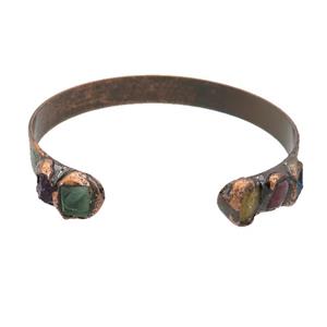 Copper Bangle Pave Gemstone Antique Red, approx 10mm, 50mm dia