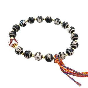 Tibetan Agate Bracelets With Tassel Stretchy, approx 8mm, 10mm