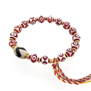 Tibetan Agate Bracelets With Tassel Stretchy, approx 8mm, 10-14mm
