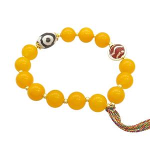 Yellow Agate Bracelets Dye Stretchy Tassel, approx 10mm, 10-14mm