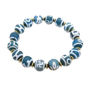 Blue Tibetan Agate Bracelets Stretchy, approx 10mm