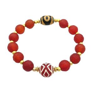 Tibetan Agate Bracelets Red Stretchy, approx 10mm, 10-14mm, 12mm
