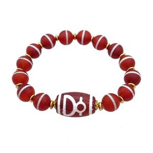 Tibetan Agate Bracelets Red Stretchy, approx 10mm, 14-22mm