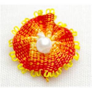 Orange Handcraft Clothing Umbrella Flower, 14mm diameter