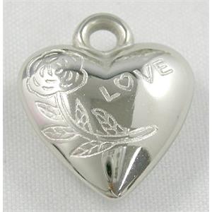 CCB Antique Silver Plastic Heart Pendant Bead, Nickel Free, 18mm wide, approx 430pcs 