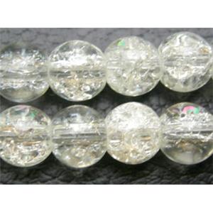 Crackle Glass Beads, Round, white, 8mm dia, 115pcs per st