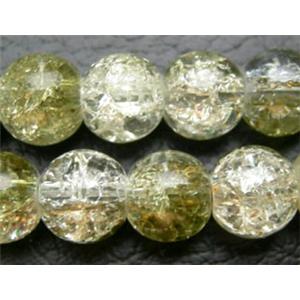 Crackle Glass Beads, Round, Green, 8mm dia, 115pcs per st