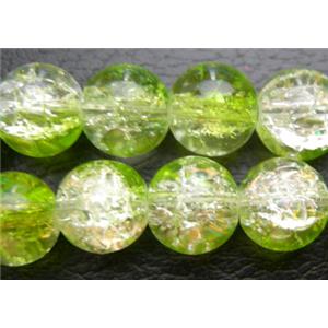 Round Crackle Glass Beads, Olive, 10mm dia, 90pcs per st